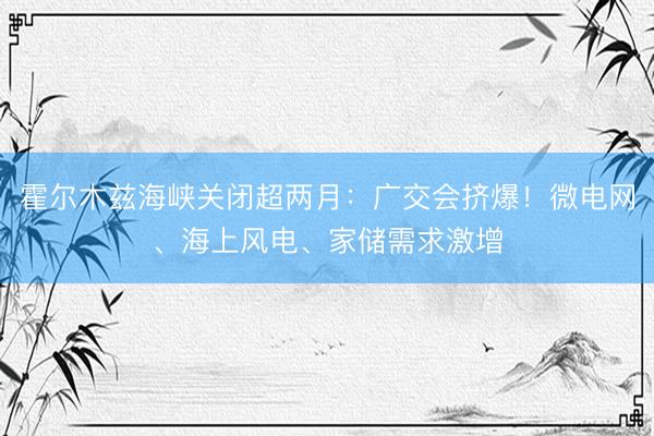 霍尔木兹海峡关闭超两月：广交会挤爆！微电网、海上风电、家储需求激增