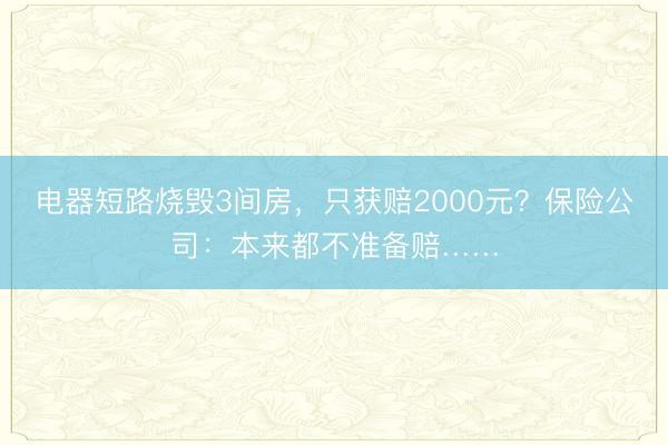 电器短路烧毁3间房，只获赔2000元？保险公司：本来都不准备赔……