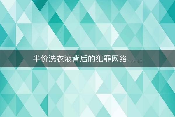 半价洗衣液背后的犯罪网络……