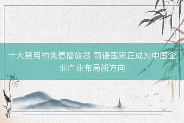 十大禁用的免费播放器 葡语国家正成为中国企业产业布局新方向