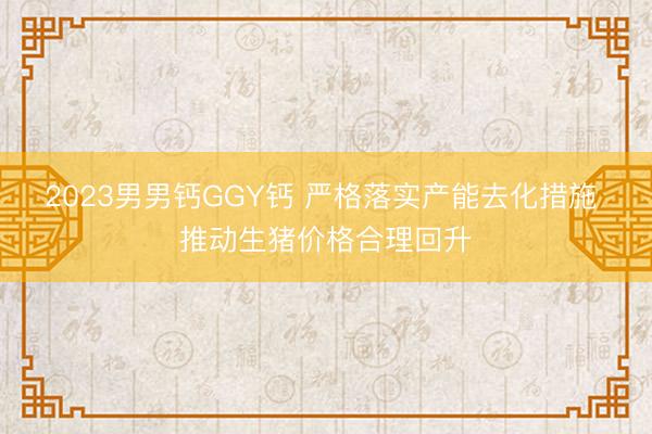 2023男男钙GGY钙 严格落实产能去化措施 推动生猪价格合理回升