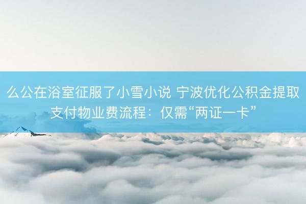 么公在浴室征服了小雪小说 宁波优化公积金提取支付物业费流程：仅需“两证一卡”