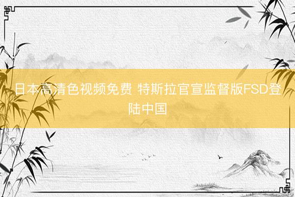日本高清色视频免费 特斯拉官宣监督版FSD登陆中国
