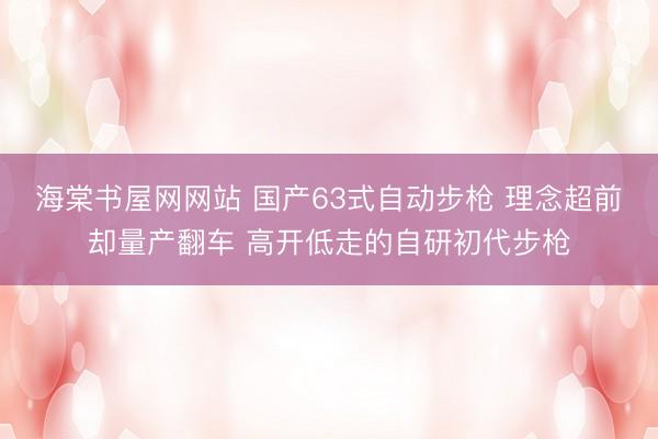 海棠书屋网网站 国产63式自动步枪 理念超前却量产翻车 高开低走的自研初代步枪