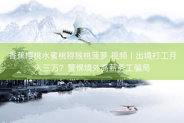 香蕉樱桃水蜜桃猕猴桃菠萝 视频丨出境打工月入三万？警惕境外高薪务工骗局