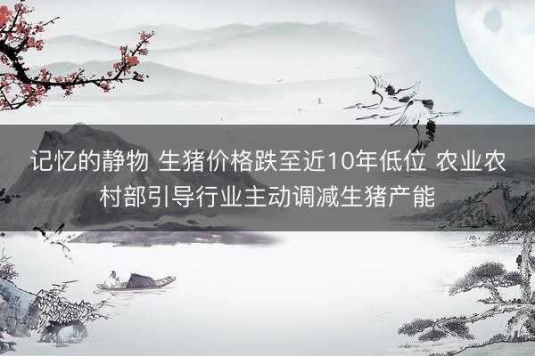 记忆的静物 生猪价格跌至近10年低位 农业农村部引导行业主动调减生猪产能