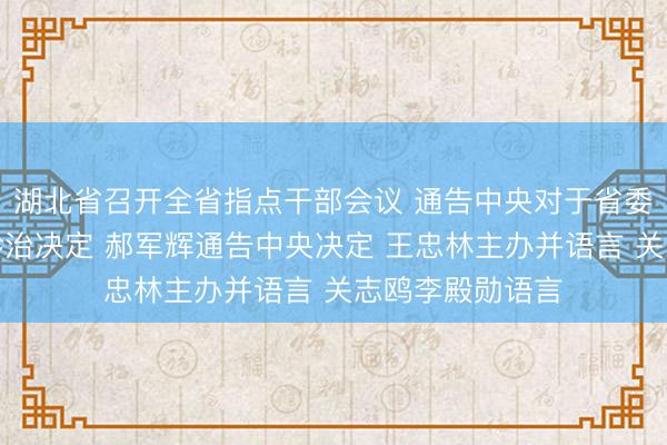 湖北省召开全省指点干部会议 通告中央对于省委主要认真同道诊治决定 郝军辉通告中央决定 王忠林主办并语言 关志鸥李殿勋语言