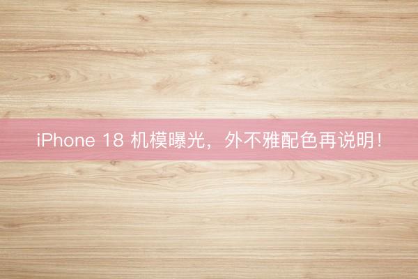 iPhone 18 机模曝光,外不雅配色再说明!
