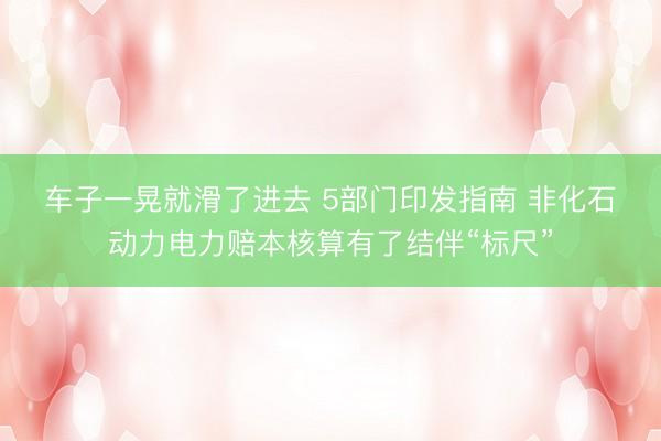 车子一晃就滑了进去 5部门印发指南 非化石动力电力赔本核算有了结伴“标尺”