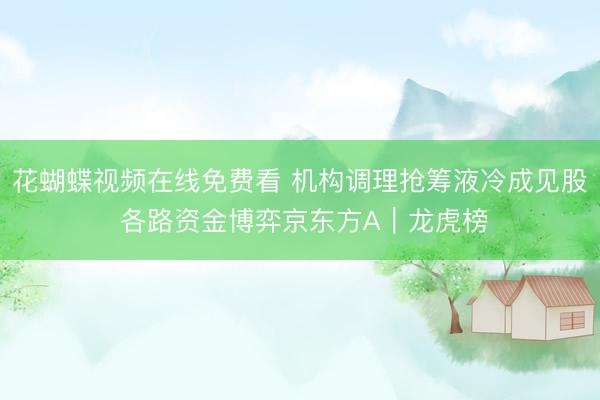 花蝴蝶视频在线免费看 机构调理抢筹液冷成见股 各路资金博弈京东方A｜龙虎榜