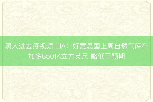 黑人进去疼视频 EIA：好意思国上周自然气库存加多850亿立方英尺 略低于预期