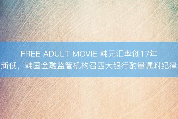 FREE ADULT MOVIE 韩元汇率创17年新低，韩国金融监管机构召四大银行酌量嘱咐纪律