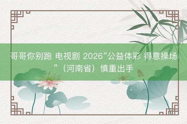 哥哥你别跑 电视剧 2026“公益体彩 得意操场”（河南省）慎重出手