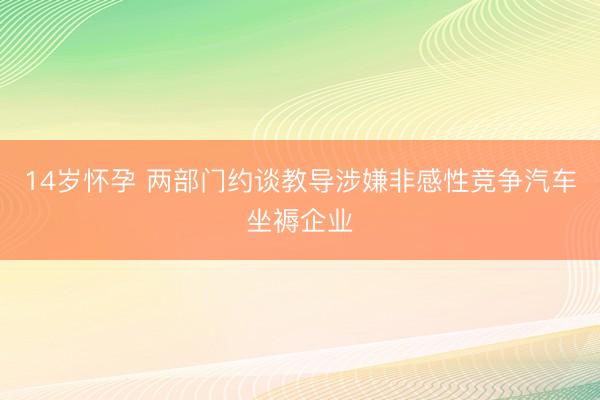 14岁怀孕 两部门约谈教导涉嫌非感性竞争汽车坐褥企业
