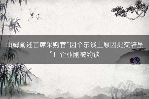 山姆阐述首席采购官“因个东谈主原因提交辞呈”！企业刚被约谈