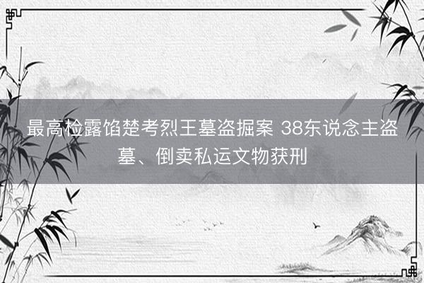 最高检露馅楚考烈王墓盗掘案 38东说念主盗墓、倒卖私运文物获刑