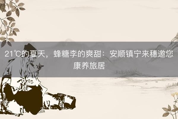 21℃的夏天，蜂糖李的爽甜：安顺镇宁来穗邀您康养旅居